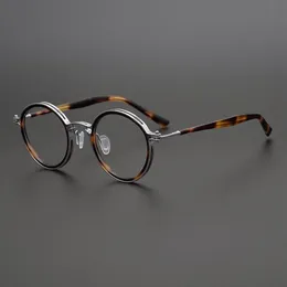 Japanische handgemachte hohle reines Titanacetat Retro runde Brillengestell für Männer Frauen optische Verordnung Myopie Brillen Fas277h