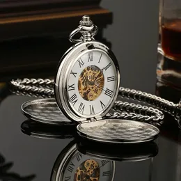 Карманные часы Ручной ветер Механические мужские карманные часы Скелет циферблат Стимпанк Ожерелье Подвеска Винтажное платье Часы-брелок для подарка на свадьбу 231208