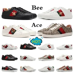 Classico Italia Designe Ace Scarpe Sneakes Bee Snake Emboideed Nero Uomo Donna Tige Intelocking Scarpa bianca Walking Casual Outdoos Spots Platfom