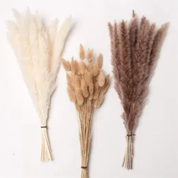 Ghirlande di fiori decorativi Pampa Decorazione Communis Phragmites Pampas Erba Grande bouquet Sechees Giunco Composizione nuziale D344D