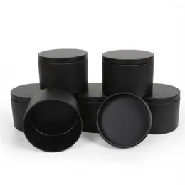 Garrafas de armazenamento 8oz lata de vela 6pcs pacote com tampas em massa diy recipientes pretos jar para fazer velas artes artesanato presentes272w