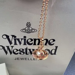 デザイナーViviene Westwoods New Viviennewestwood Dowager XIの3D UFOクリスタルボールネックレス女性Vivi Medium 10mmカラフルな惑星オーバーレイカラーチェーン1-1