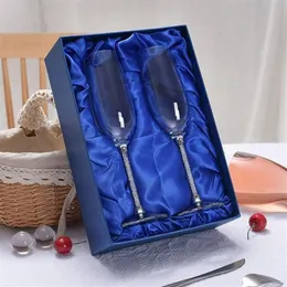 Copas de boda, flautas de champán cristalinas para regalo de fiesta, copa de cristal para tostado, regalo de aniversario grabado con Box317T, 2 uds.