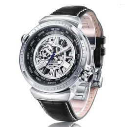Armbanduhren TIME100 Hi World Mechanische Herrenuhren Weltzeitzone Uhr Herren Multifunktions-Business Waterproo327W