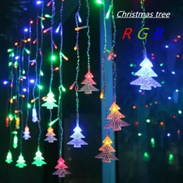 4 5M 96 Leds Vorhang Weihnachtsbaum Eiszapfen Lichterketten Lichterketten Weihnachten Neujahr Lichter Hochzeit Party Dekoration EU 220V292r