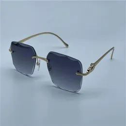 Gafas de sol vintage 563591, diseño para hombre, lentes de corte sin marco, gafas retro de forma cuadrada, gafas UV400, lentes de color dorado claro 2455