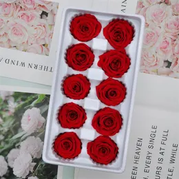 Caja de 10 Uds. De flores preservadas de 4cm, rosa inmortal, regalo del Día de San Valentín, regalo de flores de vida eterna, nivel completo B308I