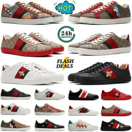 Sapatos de desenhista de luxo Itália Sapatilhas Abelha Cobra Bordado Homens Negros Tigre Interlocking Sapato Branco Andando Casual Ao Ar Livre Esportes Plataforma Treinadores 001