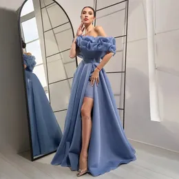 Nuevo vestido de noche 2024 Sin tirantes Una línea de tren desmontable Raja lateral Organza Vestidos de fiesta de graduación formales para mujeres Robe De Soiree por encargo