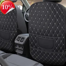 New PU Leather Car Anti-Kick Mats Seat Back Mount Soft Leather Protector Cover with Storage Pockets Auto Accessories Interior