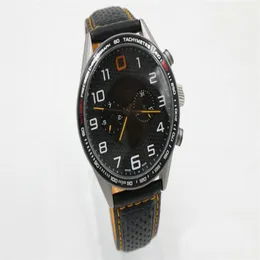 High quality men mp4 12c automatic mechanical watch black tricolor stainless steel dial leather strap 45mm296O