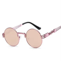 Óculos de sol steampunk redondo, óculos de sol masculino e feminino com armação de metal, designer de marca retrô vintage, óculos de sol uv400 de234c