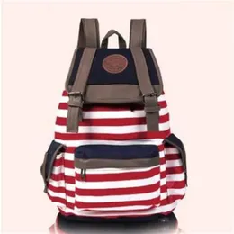 S5Q Feminino Feminino Acessórios para Livro Listrados Viagem Rucksack Macks Mulheres Chirstmas Back Satchel Canvas Backpack AAACYV228T