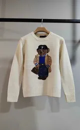 Women's Sweaters Rl Women's Knitted Pullover Sweater Knit Polo Cartoon Bear Bear Round Neck Autumn/winter Warm Sweater