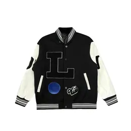 Casaco de marca de luxo masculino bordado unissex moda oversized hip hop varsity jaqueta de beisebol manga de couro hi street solto ajuste letterman casaco outerwear 936