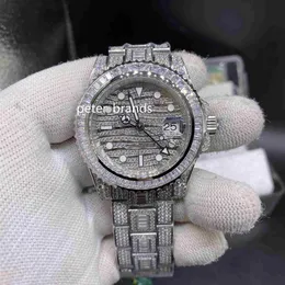 Высококачественный мужской ETA2836 Смотрит Iced Out Diamond Watch 40 -мм серебряный 904 Корпус из нержавеющей стали из алмазного лица Auto261e