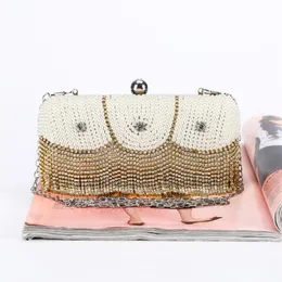 Factory Retaill بالكامل العلامة التجارية الجديدة Wogue Diamond Beaded Baged With With Satin Pu for Wedding Banquet Party Porm277k