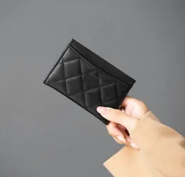 Designer carteira titular do cartão mulher pequena carteira caviar mulheres couro genuíno mini saco acolchoado moda de alta qualidade bolsa de embreagem moeda bolsa de crédito titular de cartões de identificação