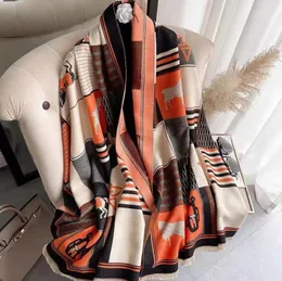 Sciarpe Sciarpa invernale per donna Calda coperta di pashmina stampata grande scialle di cashmere avvolge Foulard femminile addensare BufandaSciarpe Sca4575673