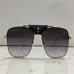 lunettes de soleil design de mode 0198 monture en métal carré avec cuir rétro avant-gardiste style pop simple qualité supérieure lunettes entières234L