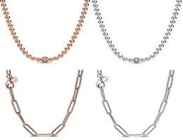Collana con perline circolari con motivo a cavo di collegamento lungo in oro rosa per gioielli fai da te in argento sterling 925 con perline6669513