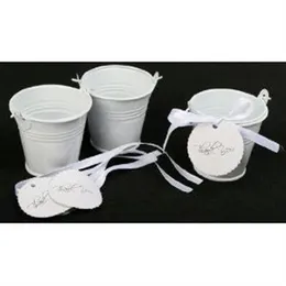 100 pçs / lote Branco Mini balde favores latas casamento favores lata baldes lata caixa de doces favores tins341g