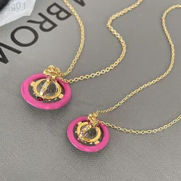 Designer Viviene Westwoods Nuovo Viviennewestwood 23 Nuovo Western Empress Dowager 3d Planet Plum Collana con sfera di cristallo Orb Pink Earth Planet Ciondolo