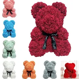 25 cm Rose Bear Symulacja Kwiat Kreatywne Prezent Rose Teddy Bear Birthday Gift Hug Bear T8G018241A