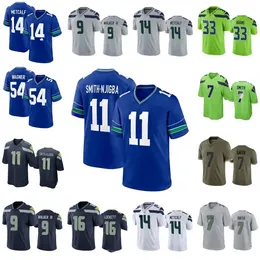 14 DK Metcalf 7 Geno Smith Jaxon Smith-Njigba Football Jersey Devon Witherspoon Tyler Lockett Tariq Woolen Kenneth Walker III Marshawn Lynch Bobby Wagner Jamal Adams