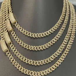 Hiphop -rappare kubansk länk 8mm 10mm dubbel rad Moissanite Iced Out Chain Necklace