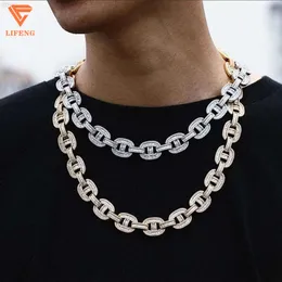 New Arrival Fashion Jewelry Popular S925 Iced Out Vvs Moissanite Baguette Diamonds Hip Hop Coffee Bean Cuban Chain Mens Necklace