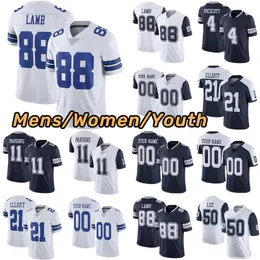 Benutzerdefinierte 11 Micah Parsons 88 CeeDee Lamb Fußballtrikot Dak Prescott Trevon Diggs DeMarcus Lawrence Leighton Vander Esch Tony Pollard Emmitt Smith Herren Damen Jugend