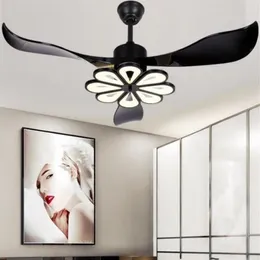 LED Moderne Plafondlamp Fan Zwart Plafondventilatoren Met Verlichting Home Decoratieve Kamer Fan Lamp Dc Plafondventilator Afstandsbediening MYY279I