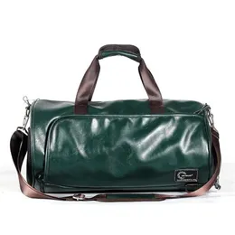 Factory whole men handbag simple green leather fitness bag outdoor sports leisure leathers travel bags fashion wet and dry sep3380