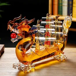 Bicchieri da vino Decanter per vino in vetro senza piombo da 1000 ml Cinese Dragon Boat design in stile home bar decanter per whisky per liquore Scotch Bourbon 231208