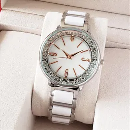 Relógios de moda populares femininos menina cristal metal banda de aço relógio de pulso de quartzo di14293p