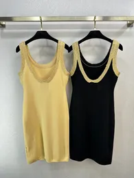 1205 xl 2023 vestido de pista outono vestido tripulação pescoço sem mangas contas marca mesmo estilo império preto vestido feminino moda weilanr837