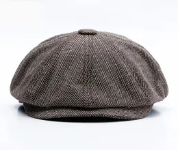 Bonés unissex outono inverno jornaleiro homens e mulheres quentes tweed chapéu octogonal para chapéus de detetive masculinos retrô flat2360995