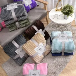 70cm100cm Solide Gestreifte Decke Flanell Fleece Super Weiche Decken Winter Warme Flauschige Bettwäsche Bettdecke Für Sofa Schlafzimmer decor