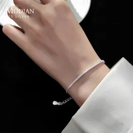 Chain MODIAN 925 Sterling Silver Clear CZ Twinkling Exquisite Zirconia Adjustable Bracelet Chain for Women Wedding Fine Jewelry Gifts 231208