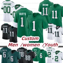 Jason Kelce Jalen Hurts Football Jersey Custom AJ Brown Kelly Green DeVonta Smith Brian Dawkins Nolan Haason Reddick Darius Slay D'Andre Swift Goedert Mailata Reggie