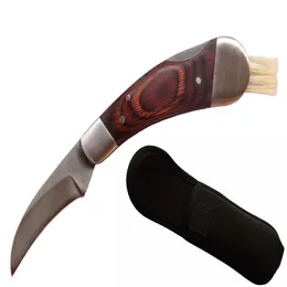 Mushroom LNIFE with Boar Bristles Outdoor Fungus Truffles Hunting Sharp Knives with Brush and Neoprene Pouch207d
