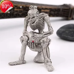 New Skeleton Keychain Creative PVC Toilet Ghost Keyrings for Women Men Bag Pendant Car Key Chains Halloween Party Gift Accessories