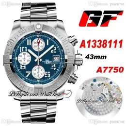 GF A1338111 A7750 Automatik-Chronograph Herrenuhr, blaues Zifferblatt, silbernes Hilfszifferblatt, Edelstahlarmband, Super Edition Puretime A31234Q