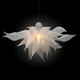 フロストしたペンダントランプ白い吹きガラスシャンデリアライトイタリアのモダンな天井照明LED電球シャンデリアli246vのペンダントライト