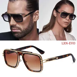 2021 Modna klasyczna metal LXN-EVO Gradient Pilot Sunglasses Men Men Kobiet Vintage Marka Design Sun Słońce Unisex Oculos195J