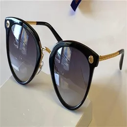 Die neueste Modedesign-Sonnenbrille 1043, große Größe, Katzenauge, farblich passender Rahmen, hochwertiges Kleingedrucktes, Beinschutz, eyewea320J
