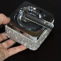 Luxurious Crystal Ashtray with Artificial Diamonds - Add a Touch of Elegance to Your Home or Office!