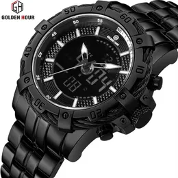 GOLDENHOUR лучший бренд мужские часы Relogio Hombre цифровые кварцевые военные спортивные часы водонепроницаемые мужские часы Relogio Masculino265u