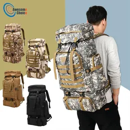 80L Waterproof Climbing Hiking Military Tactical Backpack Bag Camping Mountaineering Outdoor Sport Molle 3P Bag2420